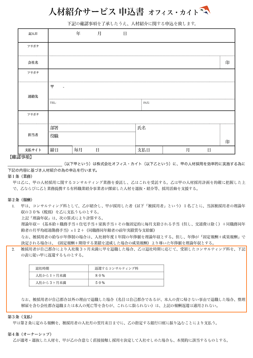 オフィス・カイトの手数料について